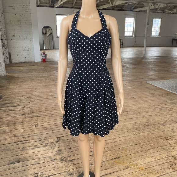 Vintage 1990s Pin Up Polka Dot Dress - Picture 1 of 7